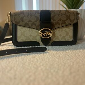 Coach Tan and Black Crossbody Bag